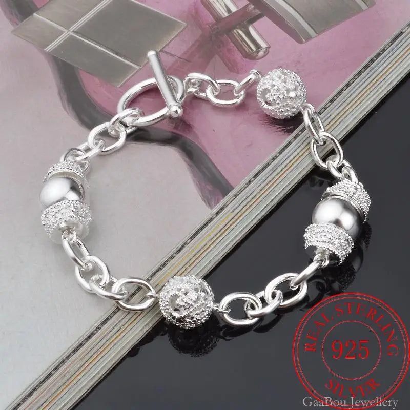 925 Stamp Silver Personalized Circular Bracelets for Women
