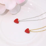 925 Silver Red Heart Necklace Pendant Jewelry