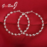 925 Silver Twisted Hoop Earrings 45MM Round Big Women Wedding Engagement Party