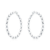 925 Silver Twisted Hoop Earrings 45MM Round Big Women Wedding Engagement Party
