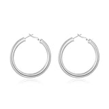 925 Silver Women's 50MM Round Hoop Earrings Wedding Charms