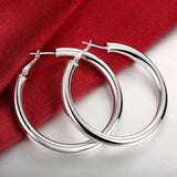 925 Silver Women's 50MM Round Hoop Earrings Wedding Charms