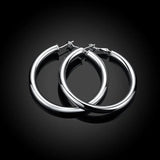925 Silver Women's 50MM Round Hoop Earrings Wedding Charms