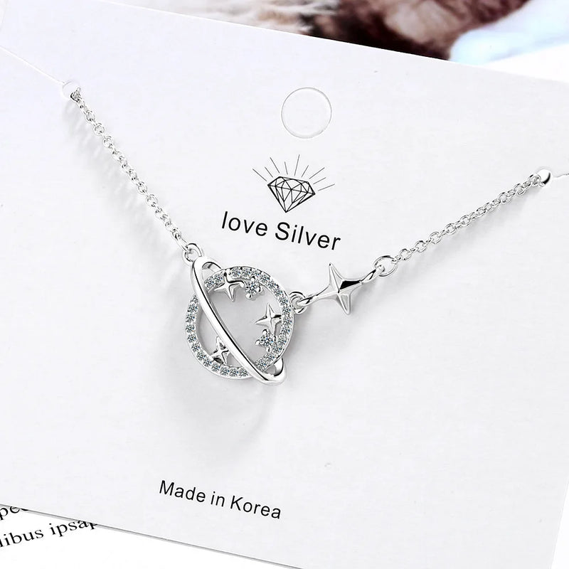 925 Stamp Silver Zircon Necklaces For Women