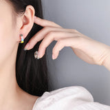 925 Stamp Silver Small Cherry Flower Earrings For Women Vintage Party Jewelry
