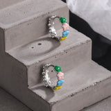 925 Stamp Silver Small Cherry Flower Earrings For Women Vintage Party Jewelry