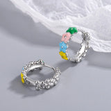 925 Stamp Silver Small Cherry Flower Earrings For Women Vintage Party Jewelry