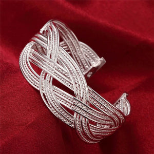 925 Silver Braided Wire Bangle Bracelet Wedding Party Gift Jewelry