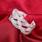 925 Silver Braided Wire Bangle Bracelet Wedding Party Gift Jewelry