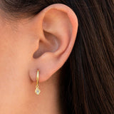 925 Silver Small Square Drop Earrings Crystal Hoop Jewelry