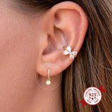 925 Silver Small Square Drop Earrings Crystal Hoop Jewelry