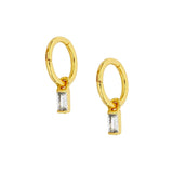925 Silver Small Square Drop Earrings Crystal Hoop Jewelry