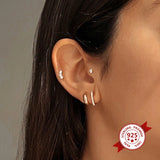 925 Sterling Silver Diamond Heart Stud Earrings for Women