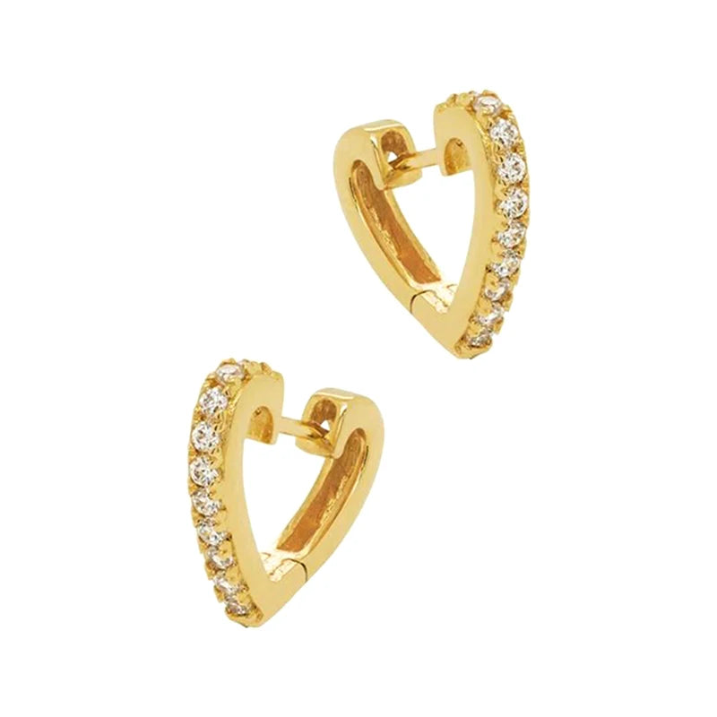 925 Sterling Silver Diamond Heart Stud Earrings for Women