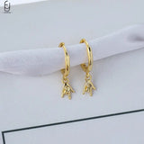 925 Silver Needle Roll Hip Hop Hoop Earrings for Women