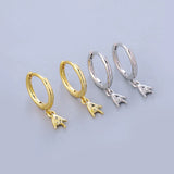 925 Silver Needle Roll Hip Hop Hoop Earrings for Women