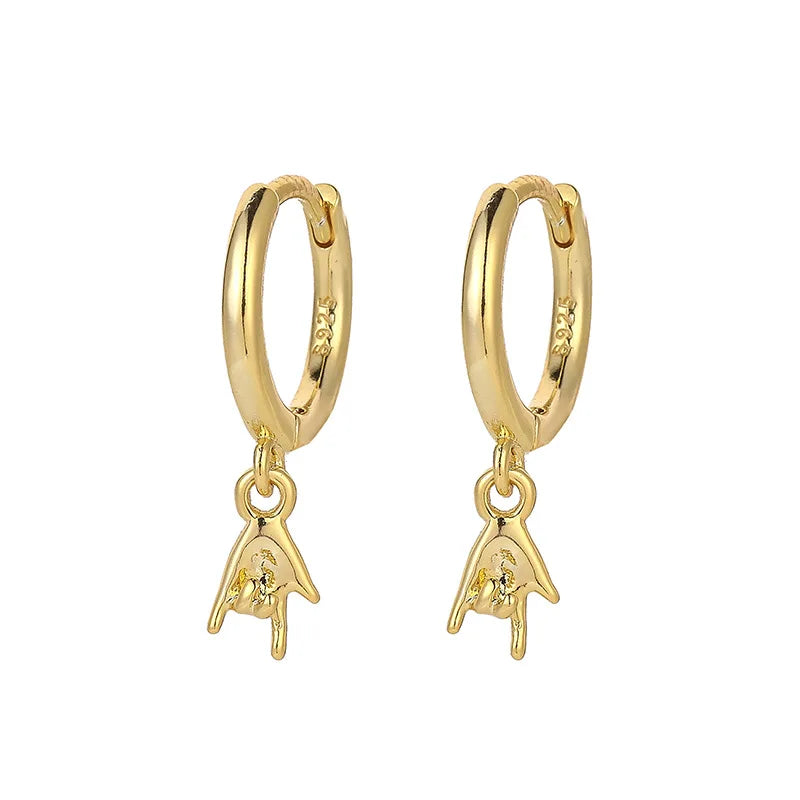 925 Silver Needle Roll Hip Hop Hoop Earrings for Women