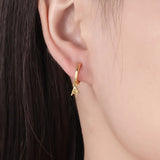 925 Silver Needle Roll Hip Hop Hoop Earrings for Women