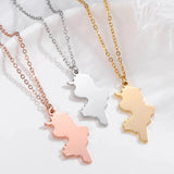 925 Sterling Silver Map Pendant Necklace Gift Jewelry