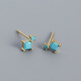 925 Sterling Silver Turquoise Colorful Stud Earrings for Women