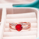 925 Silver Women Ring With Ruby Gemstone Open Adjust Size