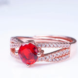 925 Silver Women Ring With Ruby Gemstone Open Adjust Size