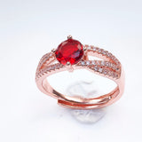 925 Silver Women Ring With Ruby Gemstone Open Adjust Size