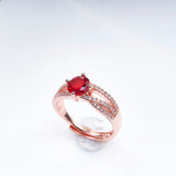 925 Silver Women Ring With Ruby Gemstone Open Adjust Size