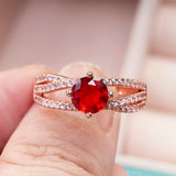 925 Silver Women Ring With Ruby Gemstone Open Adjust Size