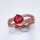 925 Silver Women Ring With Ruby Gemstone Open Adjust Size