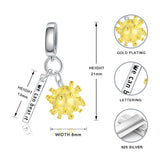 925 Sterling Silver Classic Golden Charm Bead Victory Over Disease