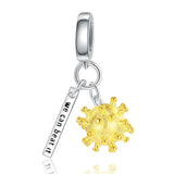 925 Sterling Silver Classic Golden Charm Bead Victory Over Disease
