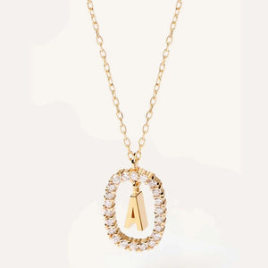 925 Sterling Zircon CZ Alphabet Necklace Women Initial Choker