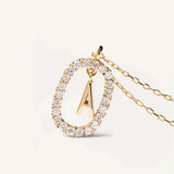 925 Sterling Zircon CZ Alphabet Necklace Women Initial Choker