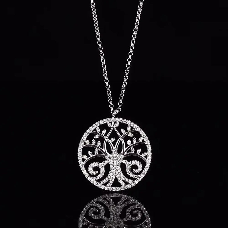 Crystal Tree Pendant Necklace for Women