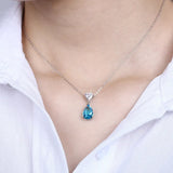 925 Sterling Water Drop Pendant Women Sapphire/Ruby Bridal Wedding Fine Jewelry