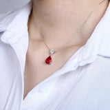 925 Sterling Water Drop Pendant Women Sapphire/Ruby Bridal Wedding Fine Jewelry