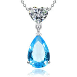 925 Sterling Water Drop Pendant Women Sapphire/Ruby Bridal Wedding Fine Jewelry