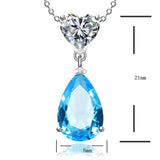 925 Sterling Water Drop Pendant Women Sapphire/Ruby Bridal Wedding Fine Jewelry