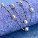 925 Sterling Silver Freshwater Pearl Pendant Necklace Long Chain Necklace