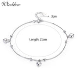 925 Silver Box Chain Peach Heart Foot Jewelry Anklet for Women Girls