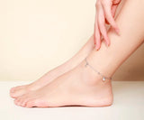 925 Silver Box Chain Peach Heart Foot Jewelry Anklet for Women Girls