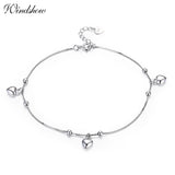 925 Silver Box Chain Peach Heart Foot Jewelry Anklet for Women Girls