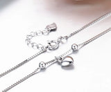 925 Silver Box Chain Peach Heart Foot Jewelry Anklet for Women Girls