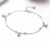 925 Silver Box Chain Peach Heart Foot Jewelry Anklet for Women Girls