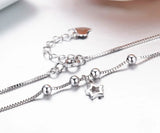 925 Silver Box Chain Star Charm Anklet for Women Girls