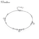 925 Silver Box Chain Star Charm Anklet for Women Girls