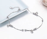 925 Silver Box Chain Star Charm Anklet for Women Girls