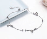925 Silver Box Chain Star Anklet for Women