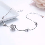 925 Silver Heart Cut Ball Anklet for Women